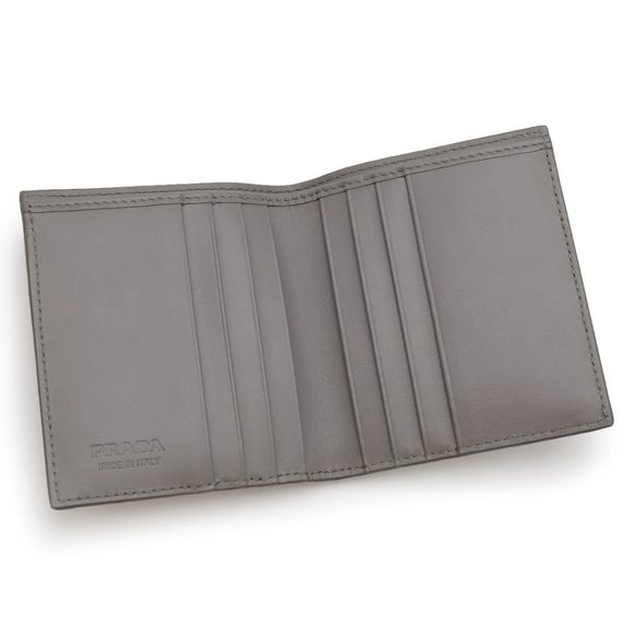 Prada Bilfold Wallet Mini Vitello Dino Triangle Marmo Gray - Picture 4 of 5